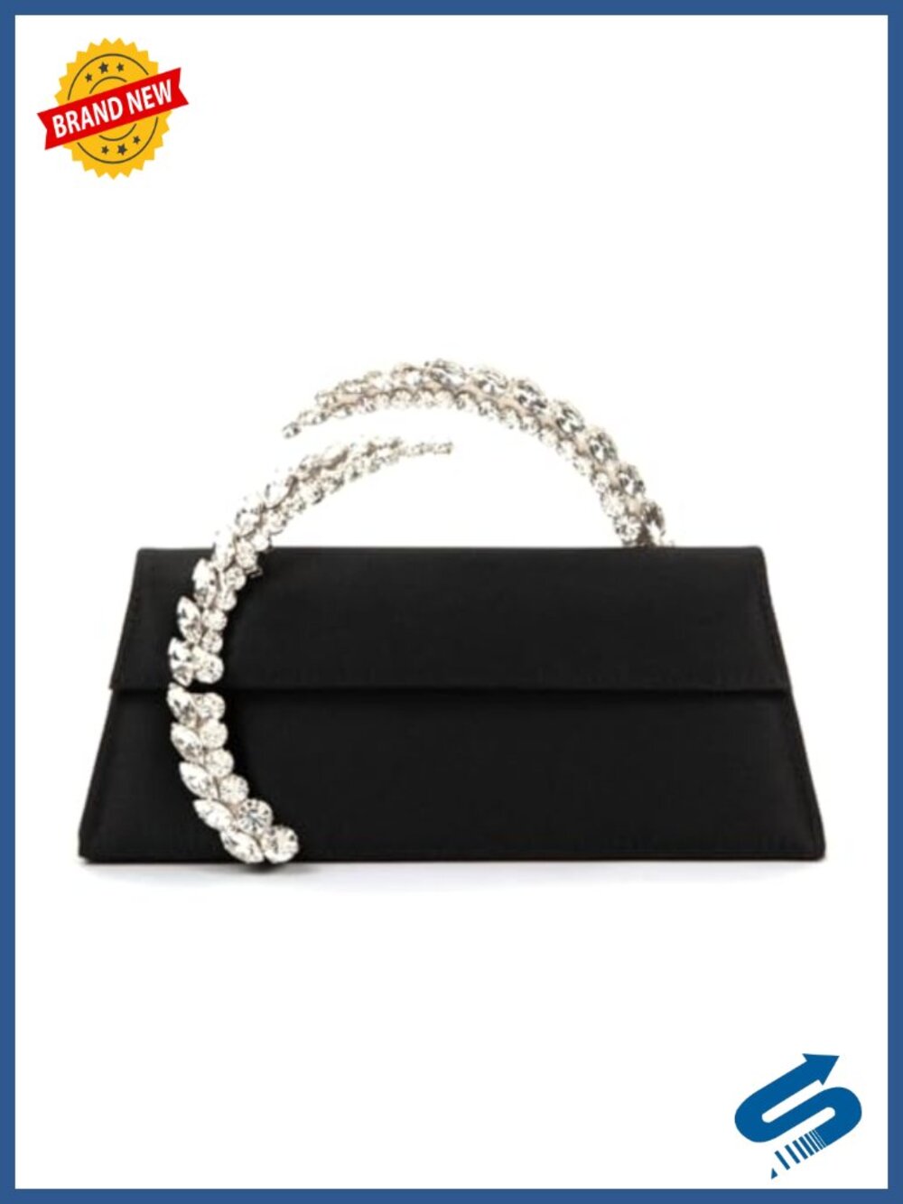 Satin Evening Handbag Rhinestone Handle Clutch Purse for Prom Wedding